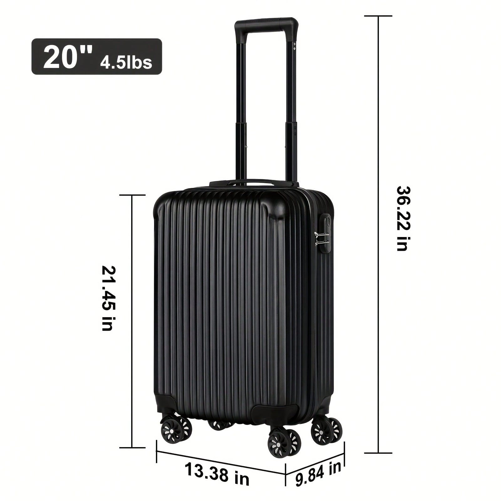 20인치 하드쉘 캐리어, 검은색 세로 줄무늬 ABS 소 - Spinner Wheel Rolling Suitcase 20 Inch 리뷰 및 가격
