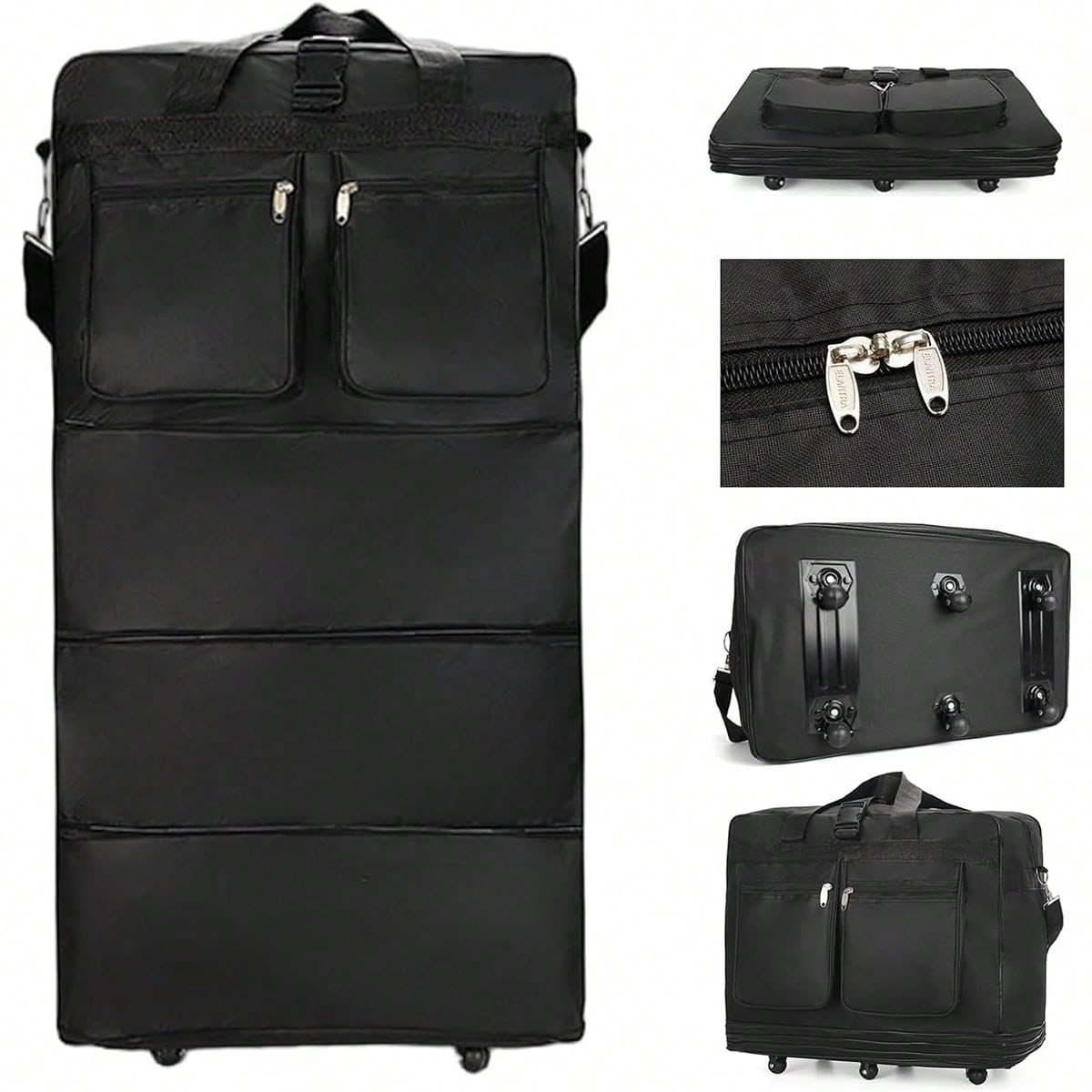 바퀴가 달린 검은색 여행용 더플 백, 확장 및 접이식으 - Foldable Rolling Luggage Bag 리뷰 및 가격