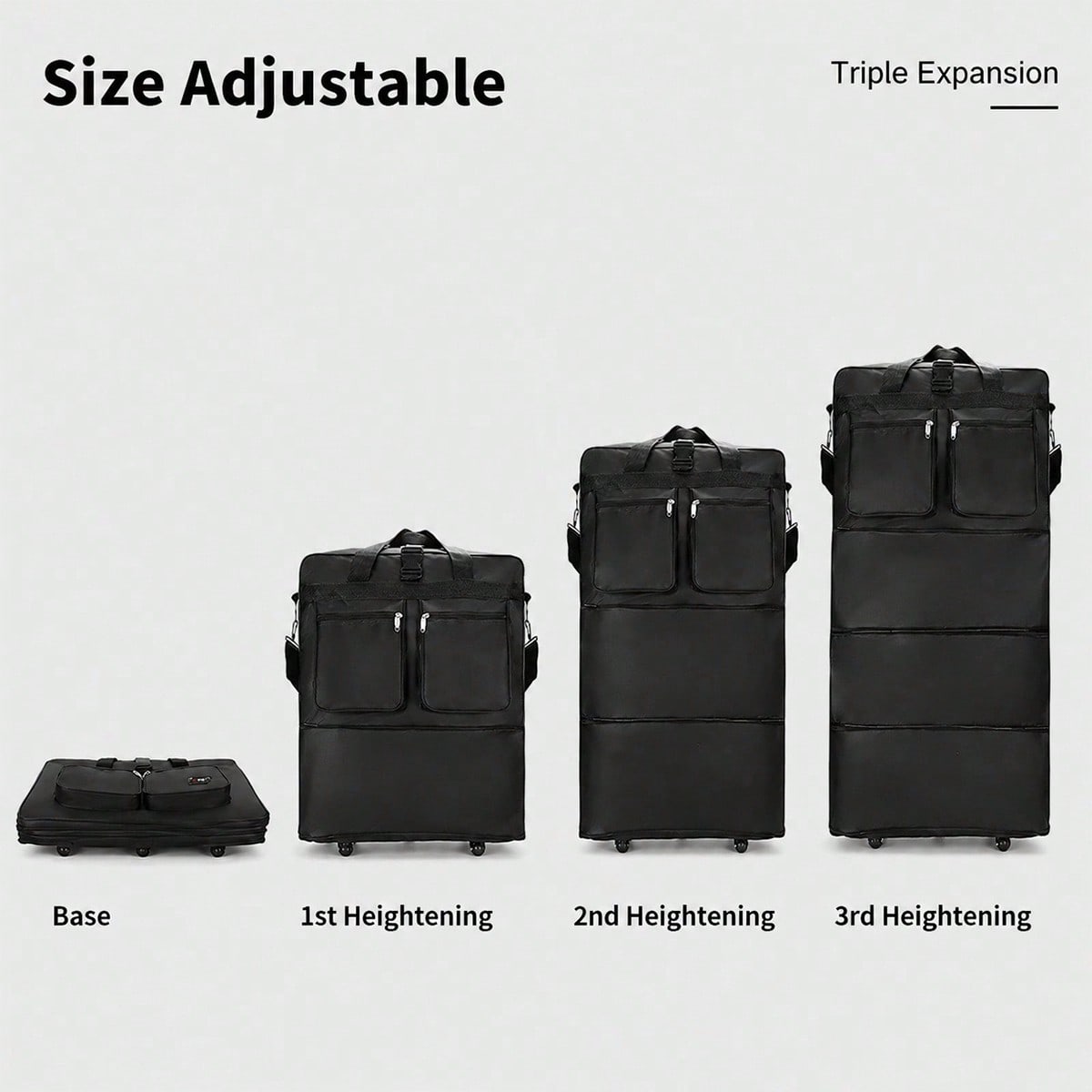 바퀴가 달린 검은색 여행용 더플 백, 확장 및 접이식으 - Foldable Rolling Luggage Bag 리뷰 및 가격